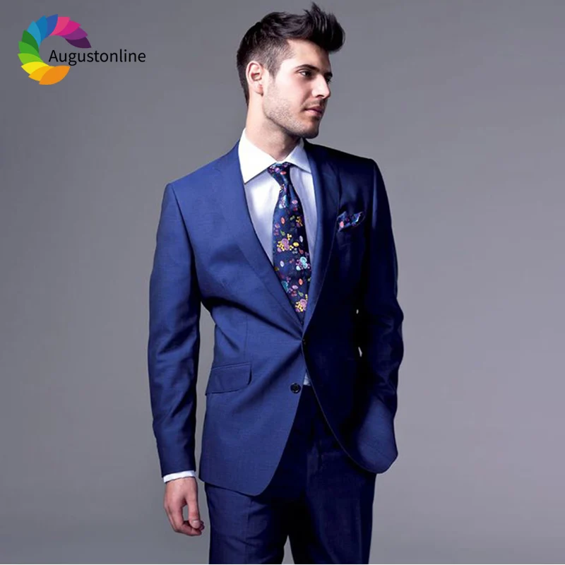 

Royal Blue Men Suits For Wedding Groom Evening Party Blazer Costume Slim Fit Formal Tailored Tuxedo Terno Traje Hombre 2 Pieces