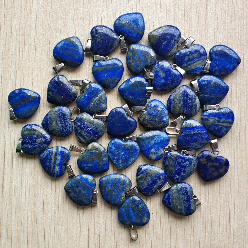 Fashion high Quality natural Lapis Lazuli love heart  charms pendants for DIY jewelry making 20mm 24pcs/lot Wholesale