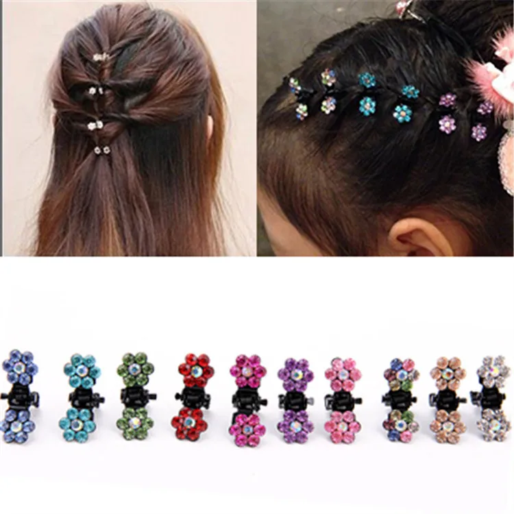 10 PCS New Baby Mini Plum Crystal Hair Claws Hairpins Girls Hair Accessories Children Hair Clips Kids Headwear Princess Barrette image 2