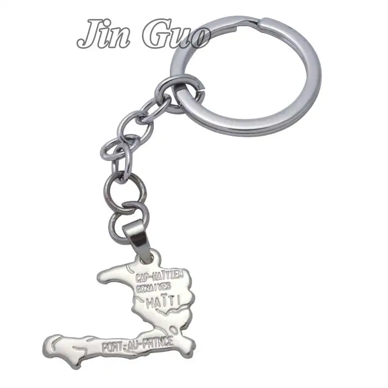 Haiti map key ring & key chain , country map jewelry