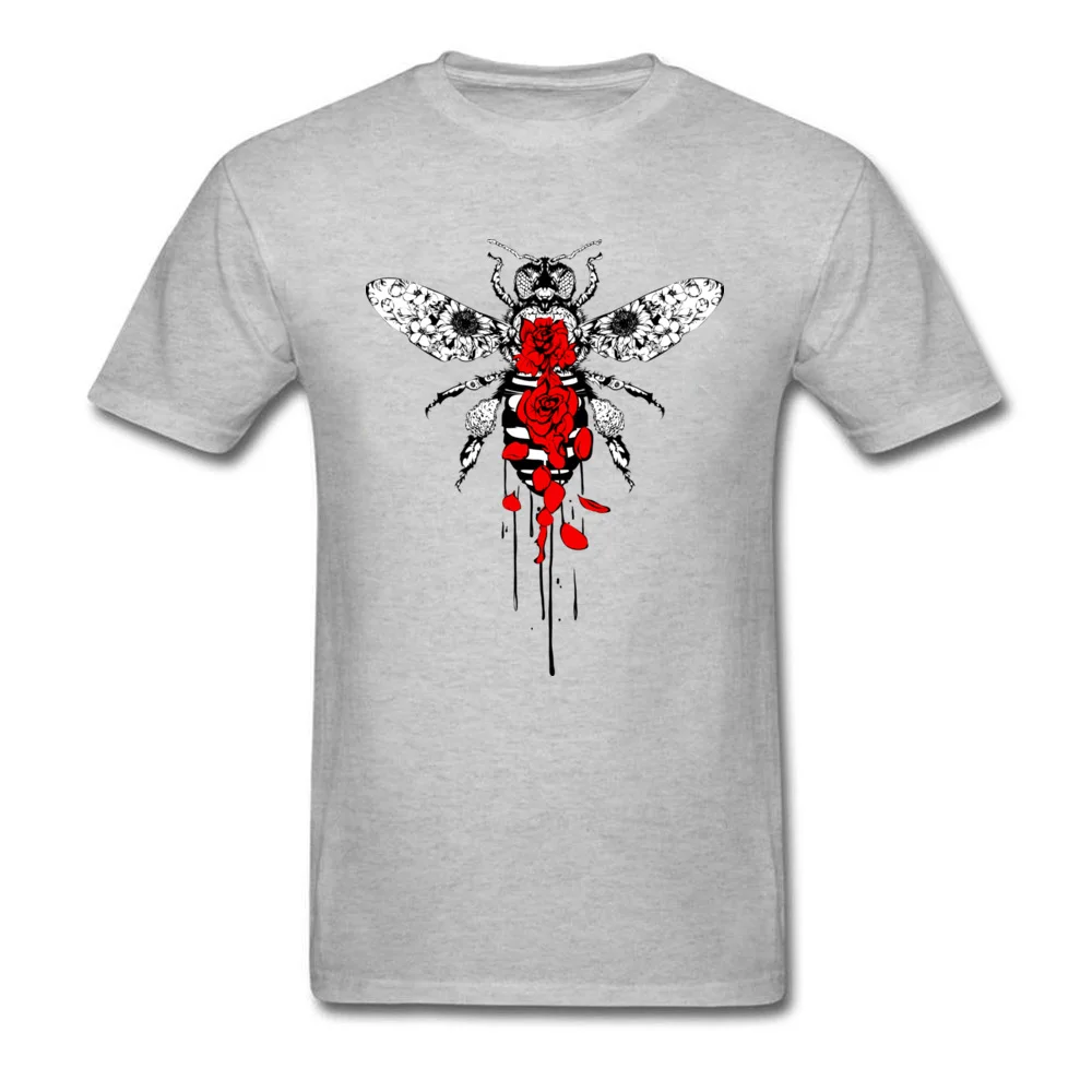 Bee Love 2024 Art Painting Men White T-shirt Rose Print Male Valentine's Day Customized Cotton Tops Tees Plus Size