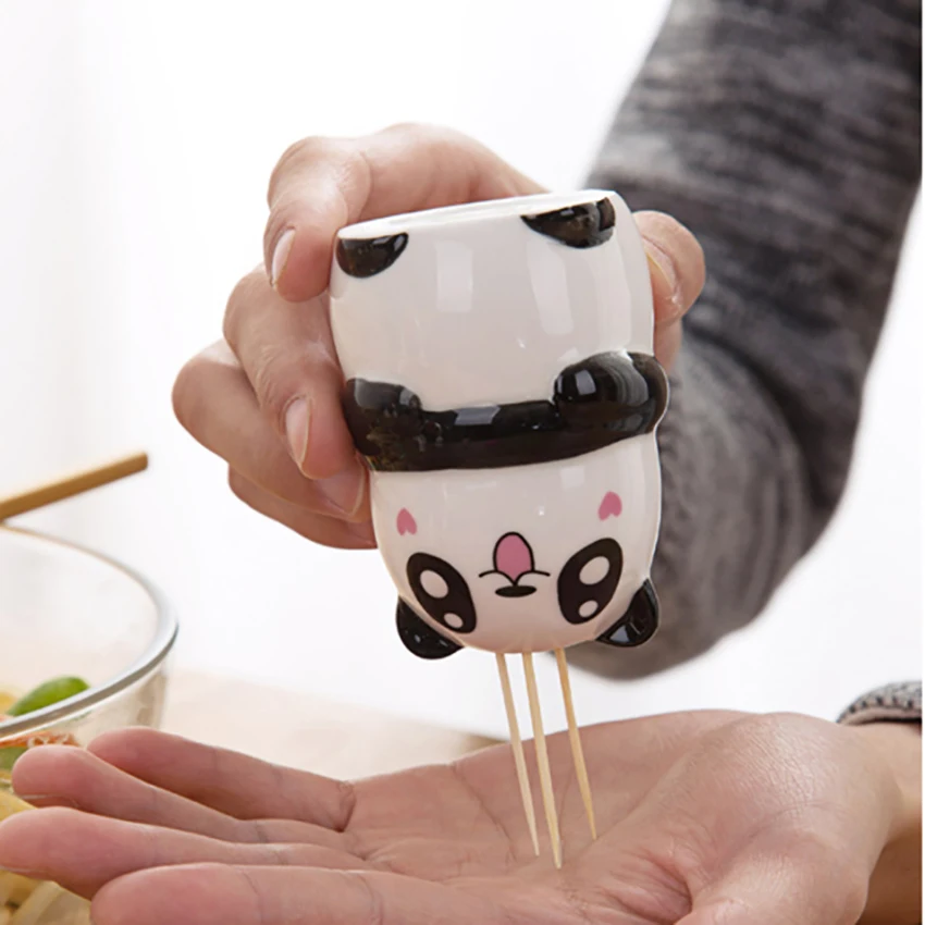 Cartoon Ceramic Toothpick Holder, Seasoning Jar, Condiment Bottles, Cute Panda Piggy Shape, Toothpick Storage Box, Spice Jar