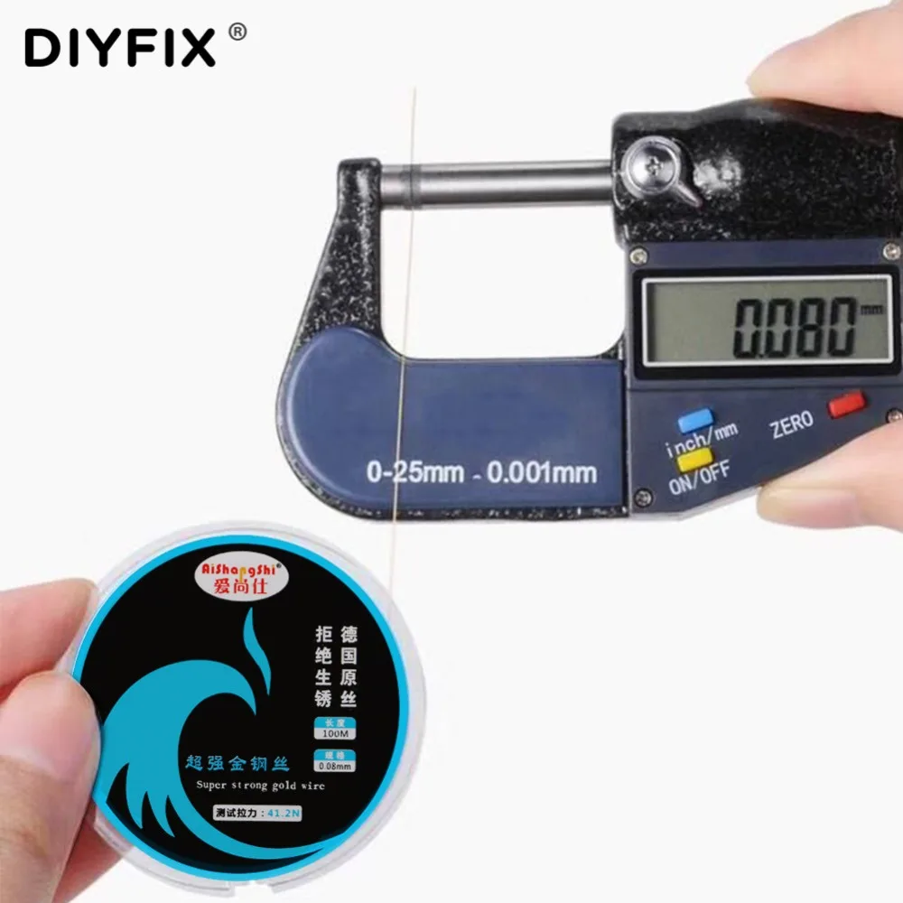 DIYFIX-cable de separación de pantalla LCD, 100m, mango de línea de corte, herramientas de reparación de teléfonos móviles para iPhone, Samsung, 0,04-0,08mm