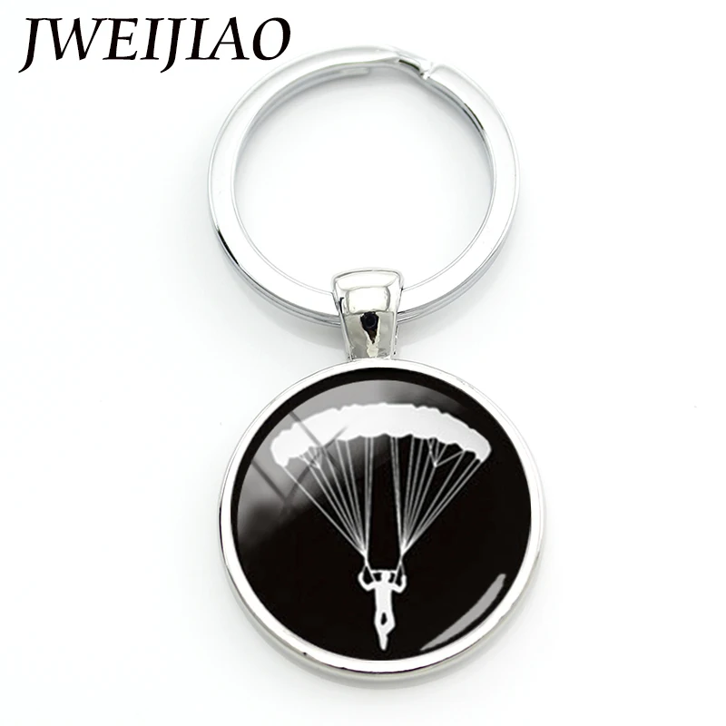 JWEIJIAO Llaveros Porte Clef Charming Daring Sports Sky Diving Parachuting Chain Go Skydiving Parachute Keychain Custom