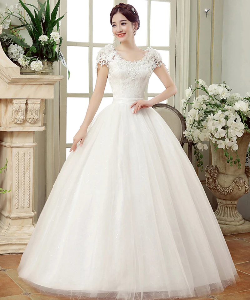 New Plus Size Wedding Dress Bridal Ball Gowns Lace Up Wedding Dresses Princess Flower Dress