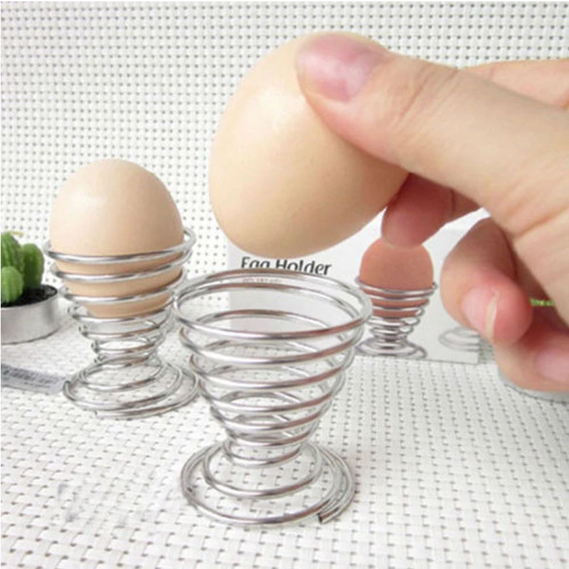 2018 Hot New 1/2/3/5pcs Stainless Steel Spring Wire Tray Boiled Egg Holder Useful Lovely Stand Storage drop shipping