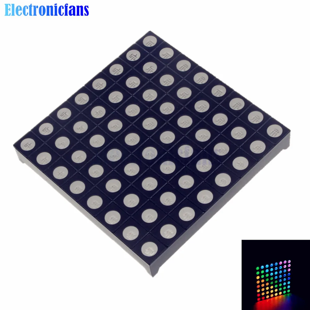 

Full Color 8x8 8*8 Mini Dot Matrix LED Display Red Green Bule RGB Common Anode Digital Tube Screen For Diy 60mmx60mmx5mm