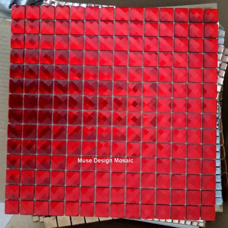 

20 mm Red 13 edges beveled Crystal Diamond Mirror Glass Mosaic Tile,wall sticker showroom KTV Display cabinet DIY decora