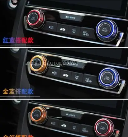 

2pcs Aluminum AC Switch Buttons Cover Air Condition Climate Control Ring Knob Trim for Honda Civic 2016 2017 2018