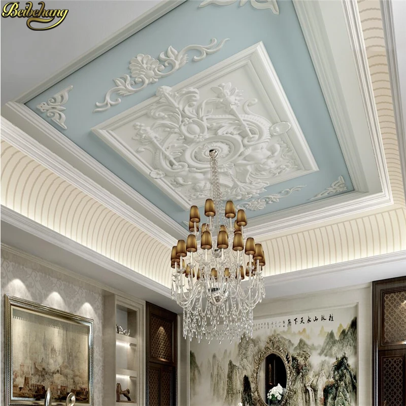 beibehang custom European relief carved ceiling wallpapers for living room background 3d floor painting photo mural wall papers