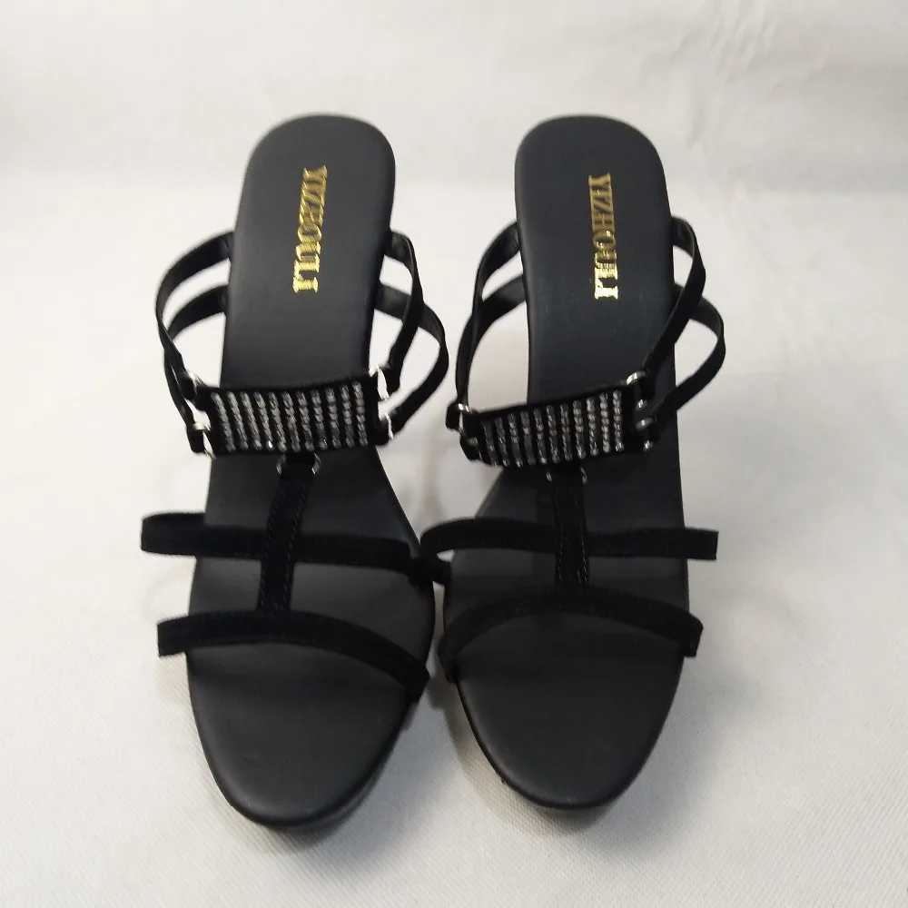 Sexy high-heeled cool slipper club fashion runway model 13 cm heel height favorite women's shoes