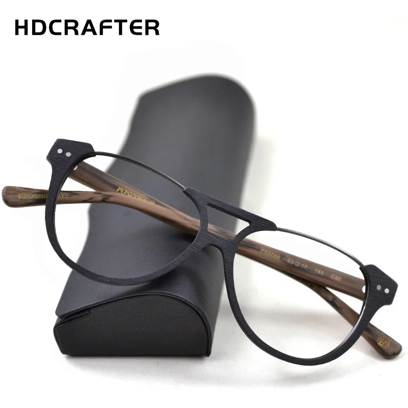 

HDCRAFTER Prescription Eyeglasses Frames Men Myopia Glasses Frame Wood Grain Optical Glasses Frame for Women Spectacles frame