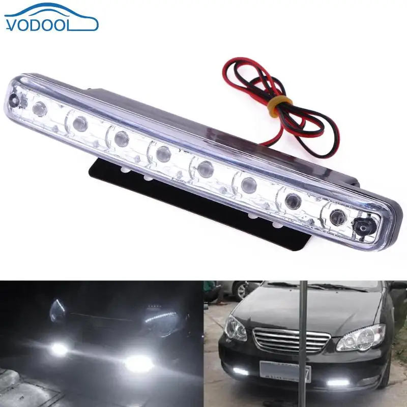 VODOOL 12V Waterproof Car Daytime Running Light Voiture 8 LED DRL Lamp For Universal Motorcycle Automobile Car Accessories