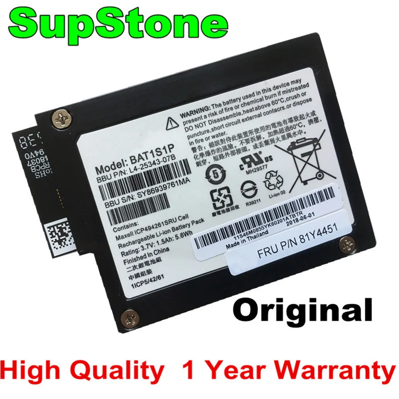 SupStone Genuine Original BAT1S1P Raid Battery For IBM ServeRAID iBBU08 M5000 M5016 M5110 M5014 9261-8i 81Y4451 81Y4490 L4-2534