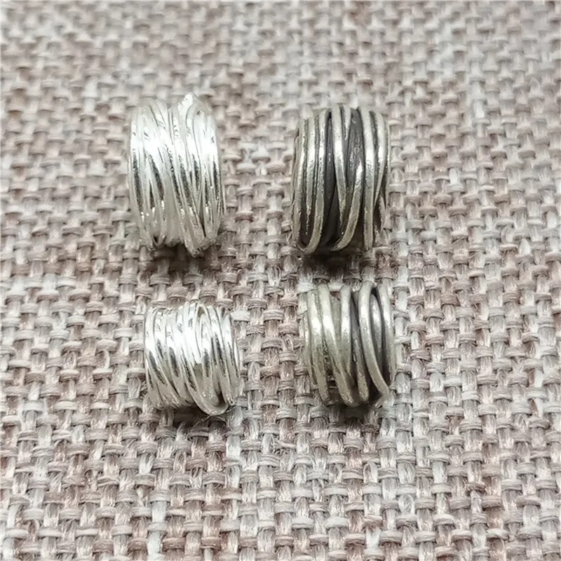 2 Thai Karen Hill Tribe Silver Wired Spacer Beads 6mm 9mm for Bracelet Necklace