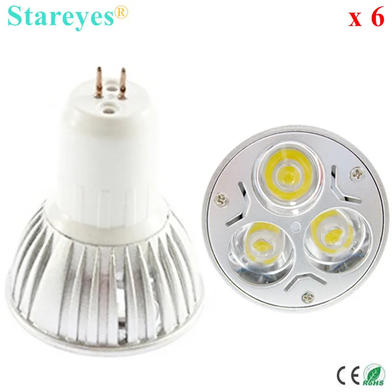 Free shipping 6 pcs Dimmable 3W GU5.3 E14 GU10 E27 MR16 B22 LED Downlight Spotlight lamp droplight bulb Lighting light