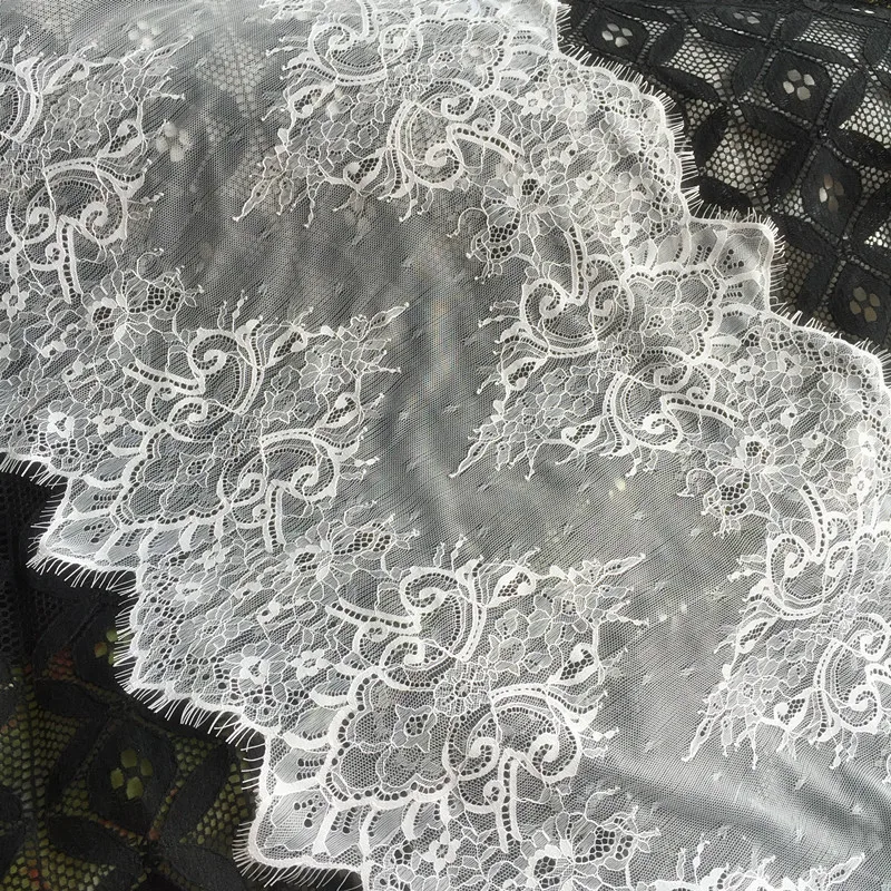 

3pcs 42*300cm black/ivory eyelash mesh lace trim ribbon tapes A31QL4K33