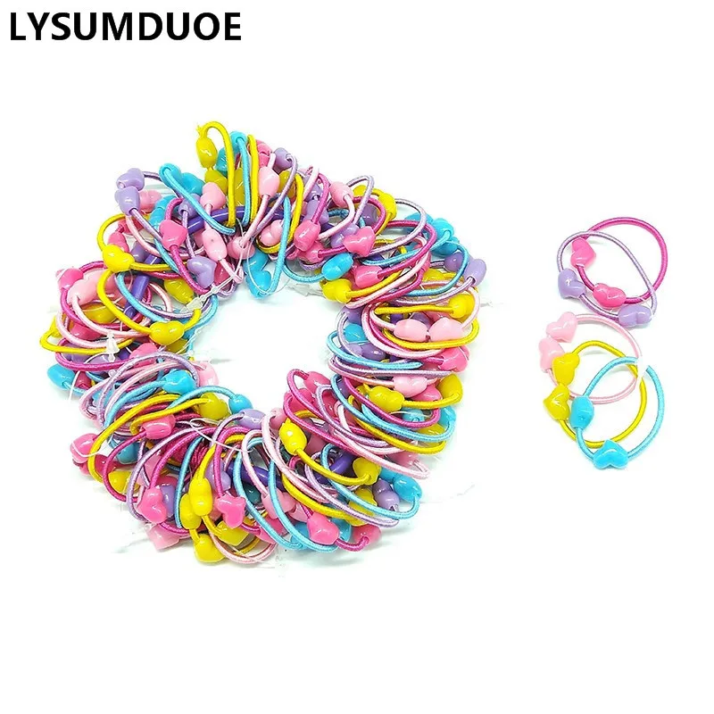 100Pcs/Lot Girls Hair Accessories Elastic Hair Bands Cute Scrunchy Bunny Ear Hoop Flower Hairbands Headdress Hair Bands for Kids