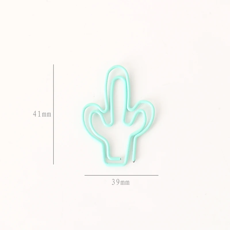 TUTU 20pcs/pack light green Cactus Paper Clip Metal Bookmarks Bookmark Tag Clip for Book Stationery Drop Shipping H0299