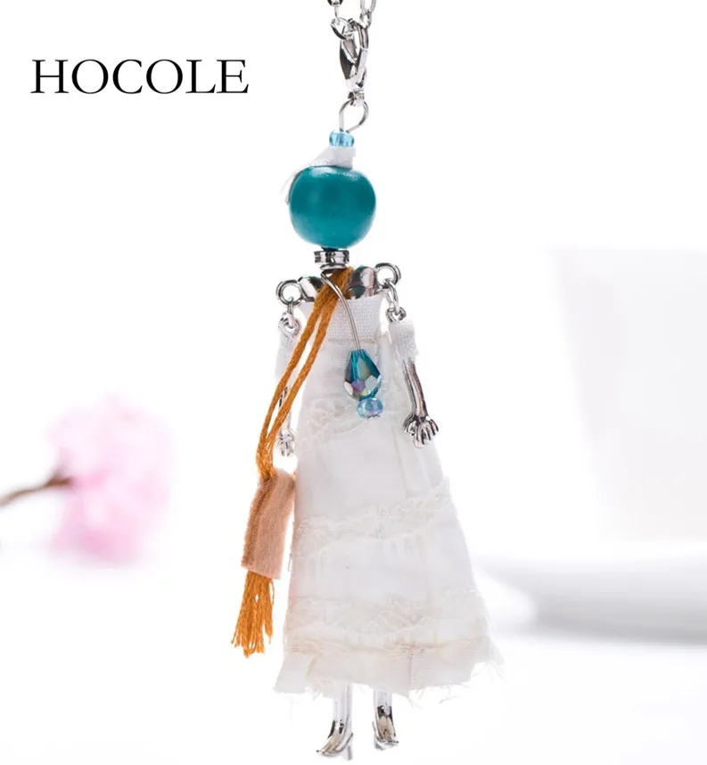 Fashion Lady Girl Doll Necklace Dress Handmade Frence Charm Women Necklace Choker Statement Pendant Flower Jewelry Accessories