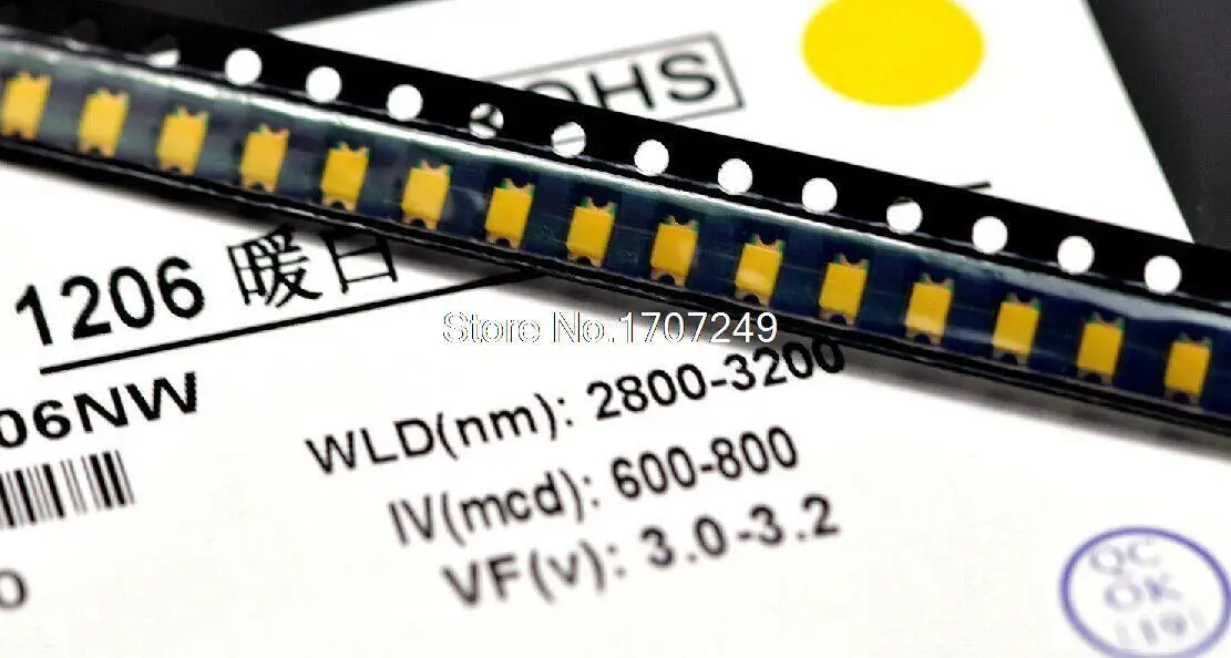 500pcs/lot 1206 LED Cool White Smd Led Bright Cool White Light-emitting Diodes  LED1206