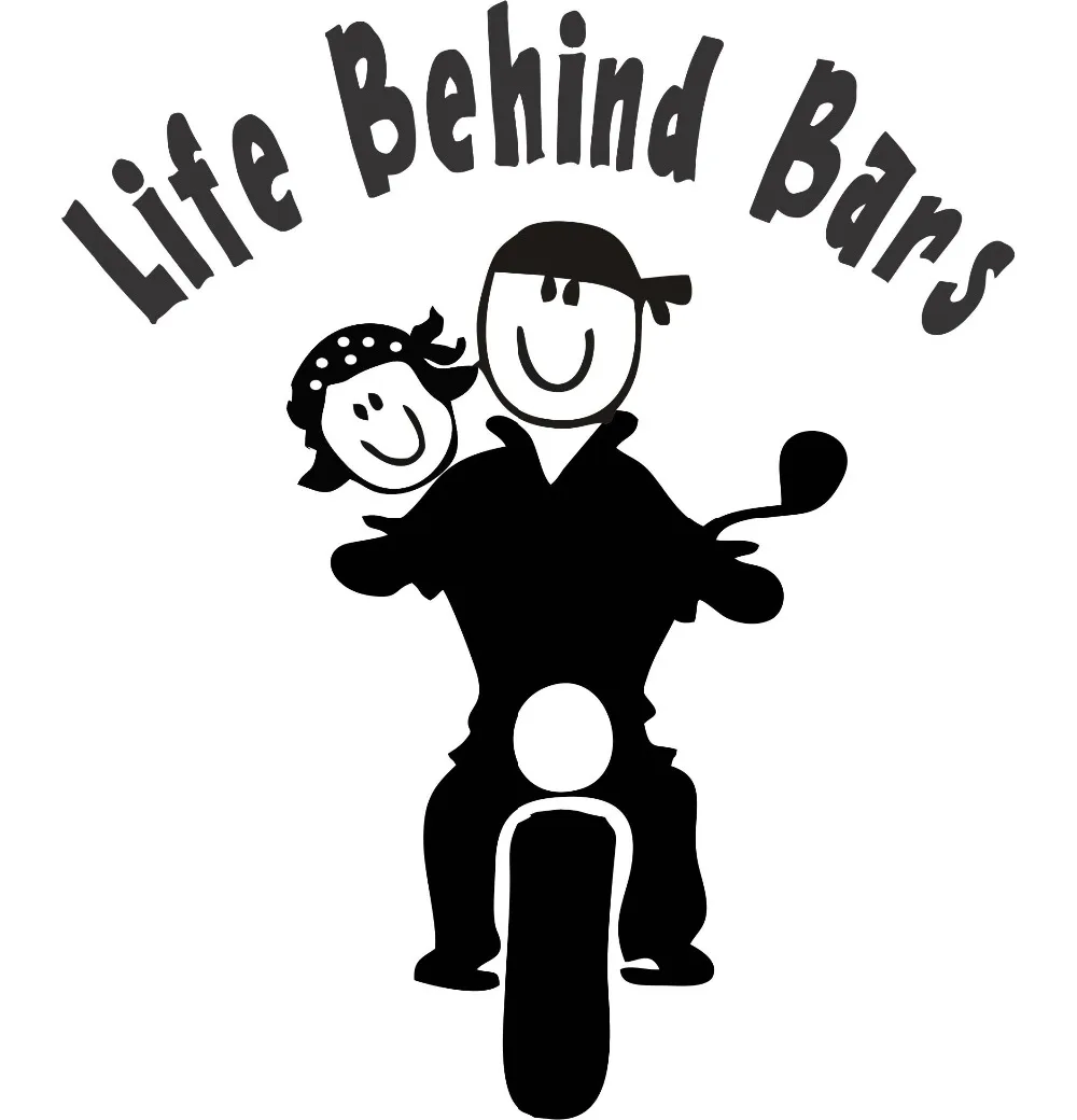 Life Behind Bars Motorcycle Couple Vinyl Car Sticker Rear windshield Art Car Styling Decals Window Decor L368