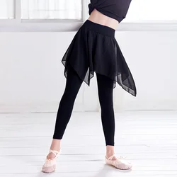 Girls Ballet Dance Pants Modal Gymnastics Practicing Ballet Leggings Fitness Pants Lyrical Chiffon Skirts for Children