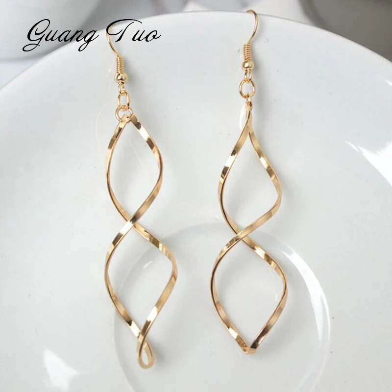 European Trendy Spiral Hanging Earrings Wave Curved Earrings for Women Party Gift Dangle Earring Minimalist Jewelry