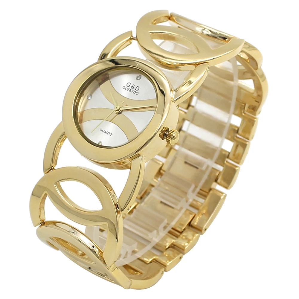 G&D Ladies Bracelet Bangle Watch Quartz Fashion Luxury Golden Dress Watch Analog Woman Wristwatch Crystal Dial relogios feminino