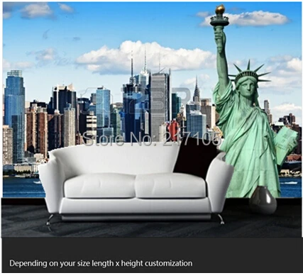 

Free shipping custom- modern 3D mural bedroom living room TV backdrop wallpaper Wallpaper KTV bars Statue of Liberty in New York