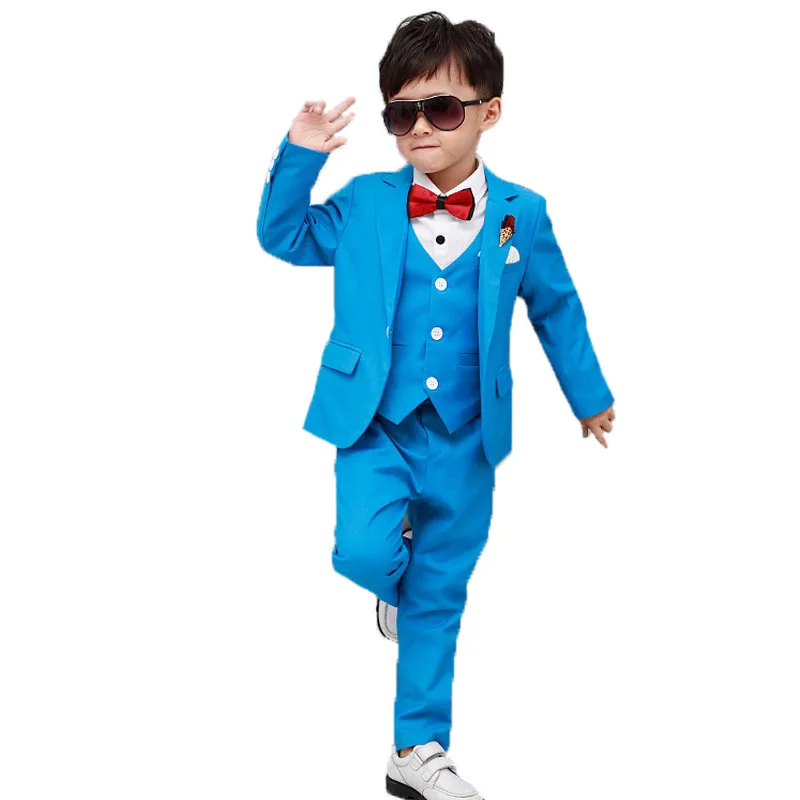 Children Performance Clothes Brand Boys Formal Wedding Birthday Party Suits Prince Kids Blazer Vest Pants ceremony Costumes F158