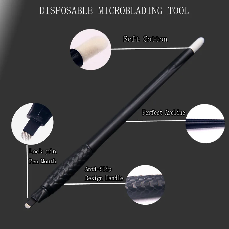 

10pcs/pack Wholesale Disposable Microblading Tebori pen in 18U 0.15mm Blade Manual Brow Tattoo Tools