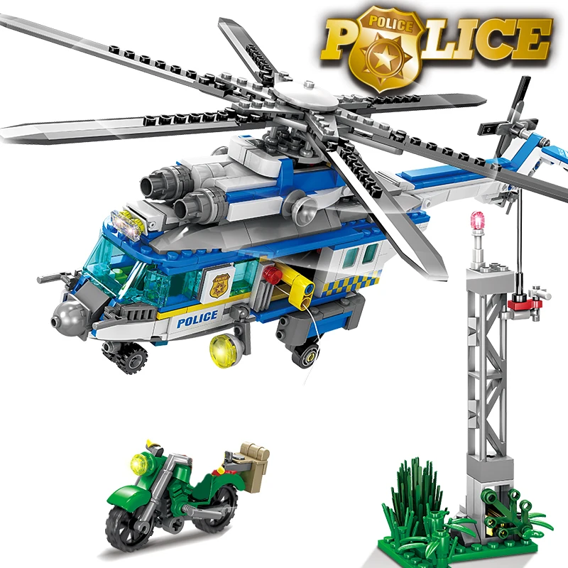 Newest SWAT City Police Station Blocks Motorbike Helicopter Model Building Blocks City Bricks Block Building Toys For Children