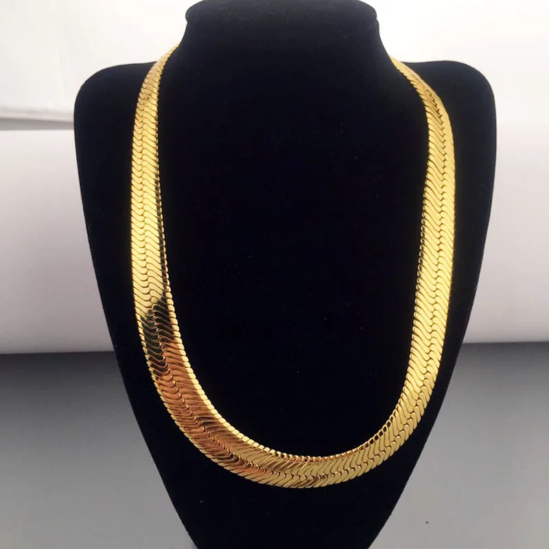 Top Quality 75CM*10MM Hip Hop Mens Herringbone Snake Chain Golden Necklace Rapper Chunky Boys Rapper NightClub DJ Smart Jewelry