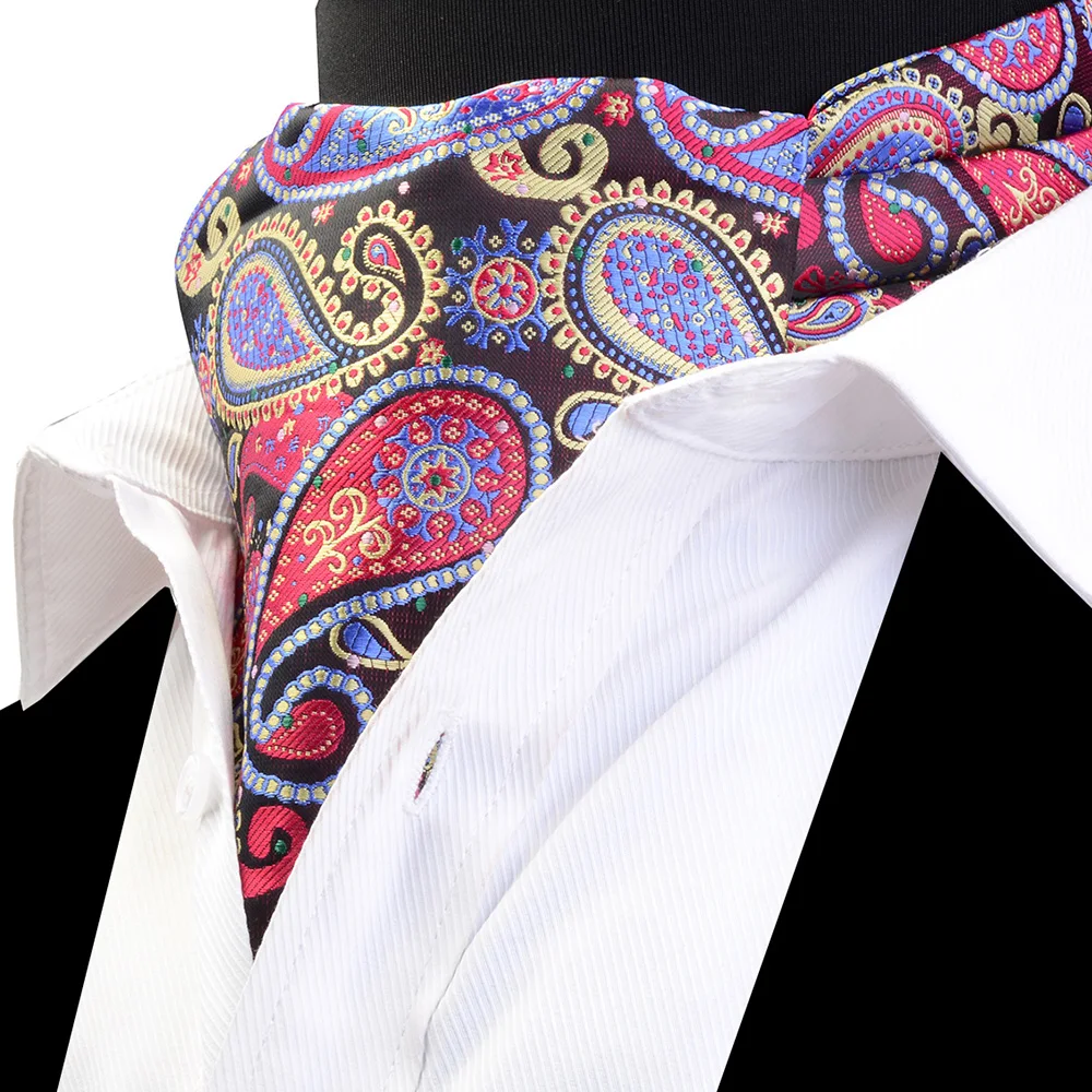 RBOCOTT Men's Ascot Vintage Classic Paisley Neckwear Scrunch Self British style Cravat For Men Gentleman Wedding Accessories