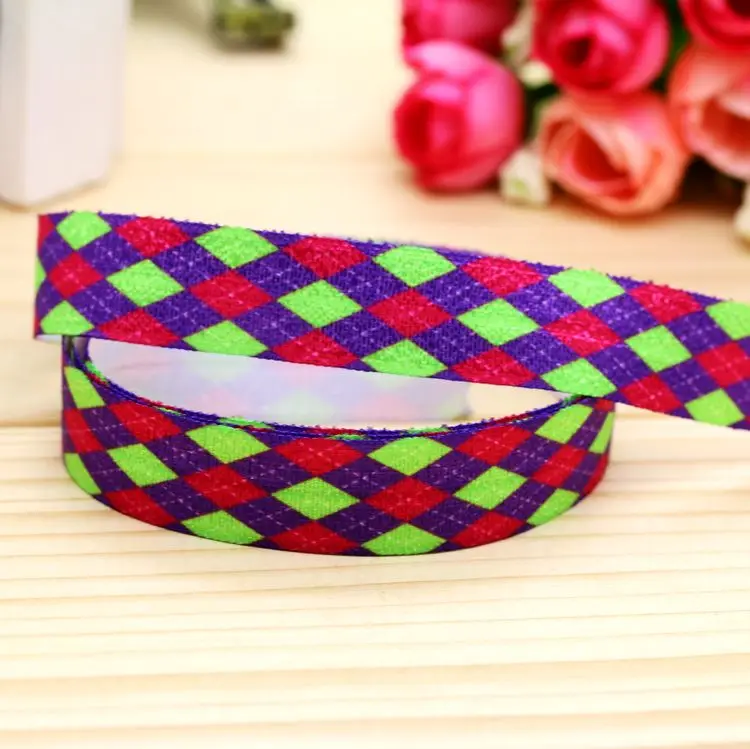 

5/8 дюйма, складная эластичная повязка на голову в клетку, украшение для рукоделия, оптовая продажа OEM P5466