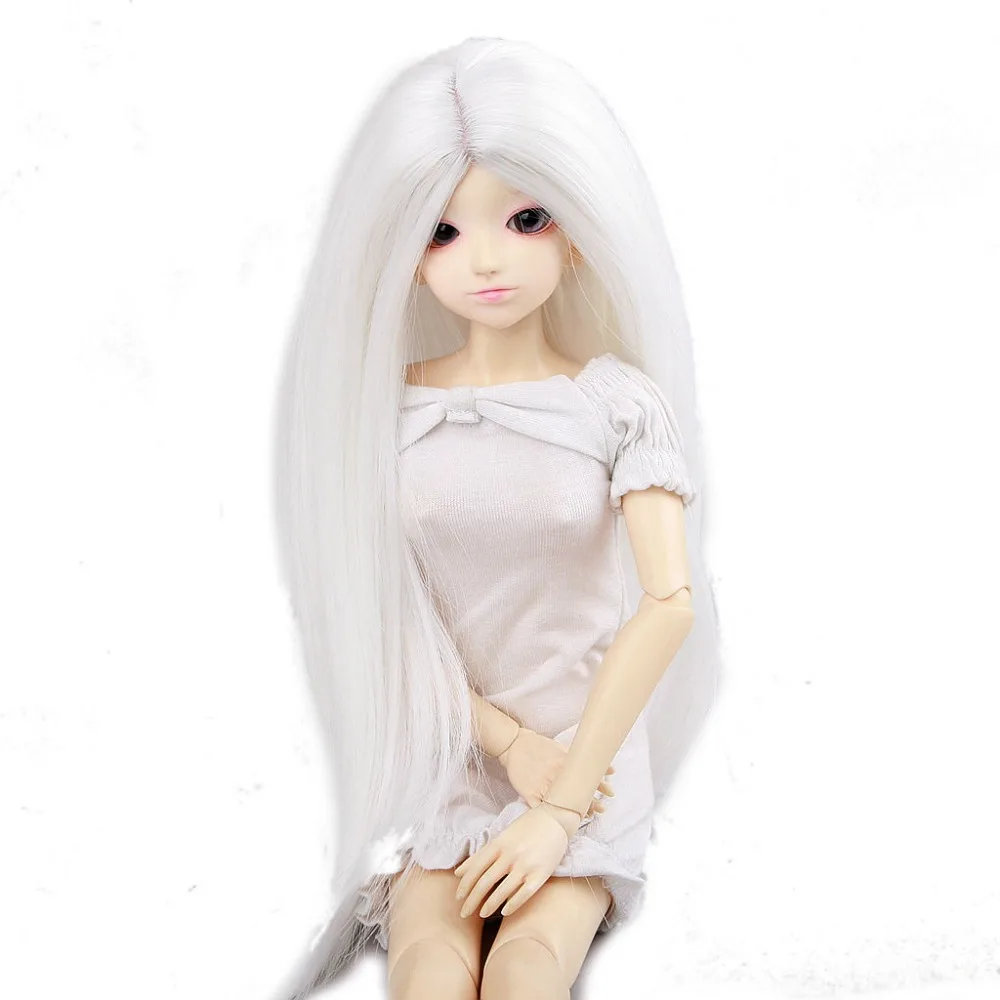 [Wamami] 97 # Witte Rechte Lange Pruik 1/3 Sd Aod Dod Dz Bjd Dollfie 8-9"