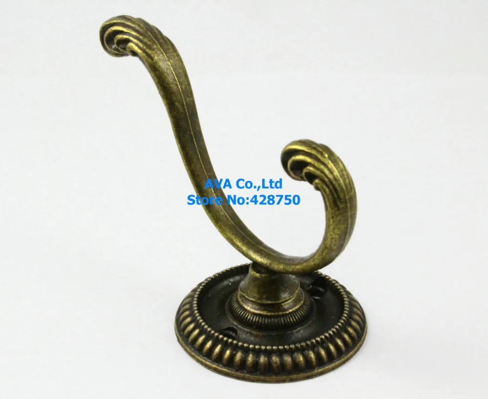 10 Pieces Wall Hook Hat Coat Robe Hooks / Antique Brass 45x50x61mm