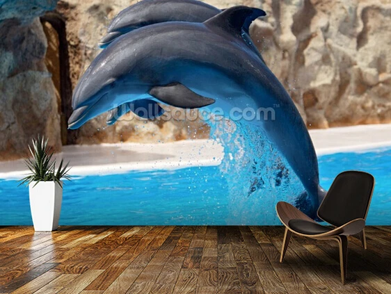 

Custom wallpaper for children. Dolphins. Wallpaper 3D Wallpaper mural for children's room living room kitchen wall PVC wallpaper