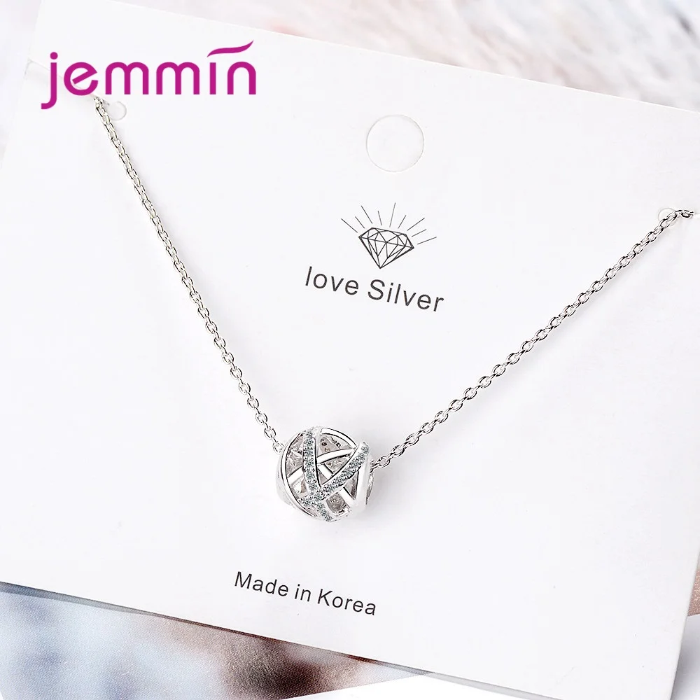 Korea Geometric 925 Sterling Silver Color Zircon Chain Necklace for Women Simple Student Gold Collier Pendant Wedding Party Gift