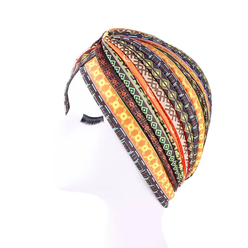 Neue Frauen Drucken Blume Knoten Krebs Rüschen Chemo Hut Beanie schal Turban Kopf Wrap Gestrickte Kappe Haarausfall Zubehör – Detail 9