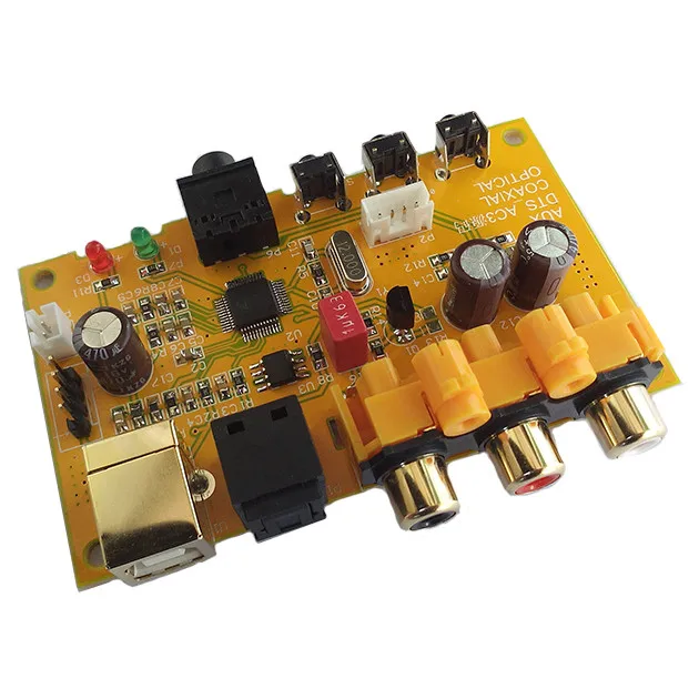 

CM108 computer USB 2.0 DAC decoder board support Fiber coaxial Digital AC3 DTS 5.1 channel output and APE FLAC format