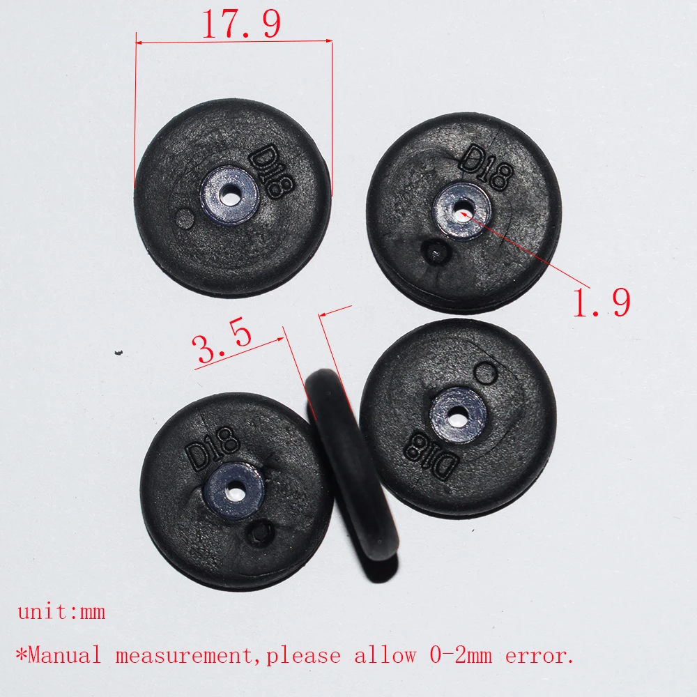 10/100pcs 2x18mm rubber wheels dron rc car plane robot kids toys for boys diy baby accessories montessori  juguetes nero WRY182A