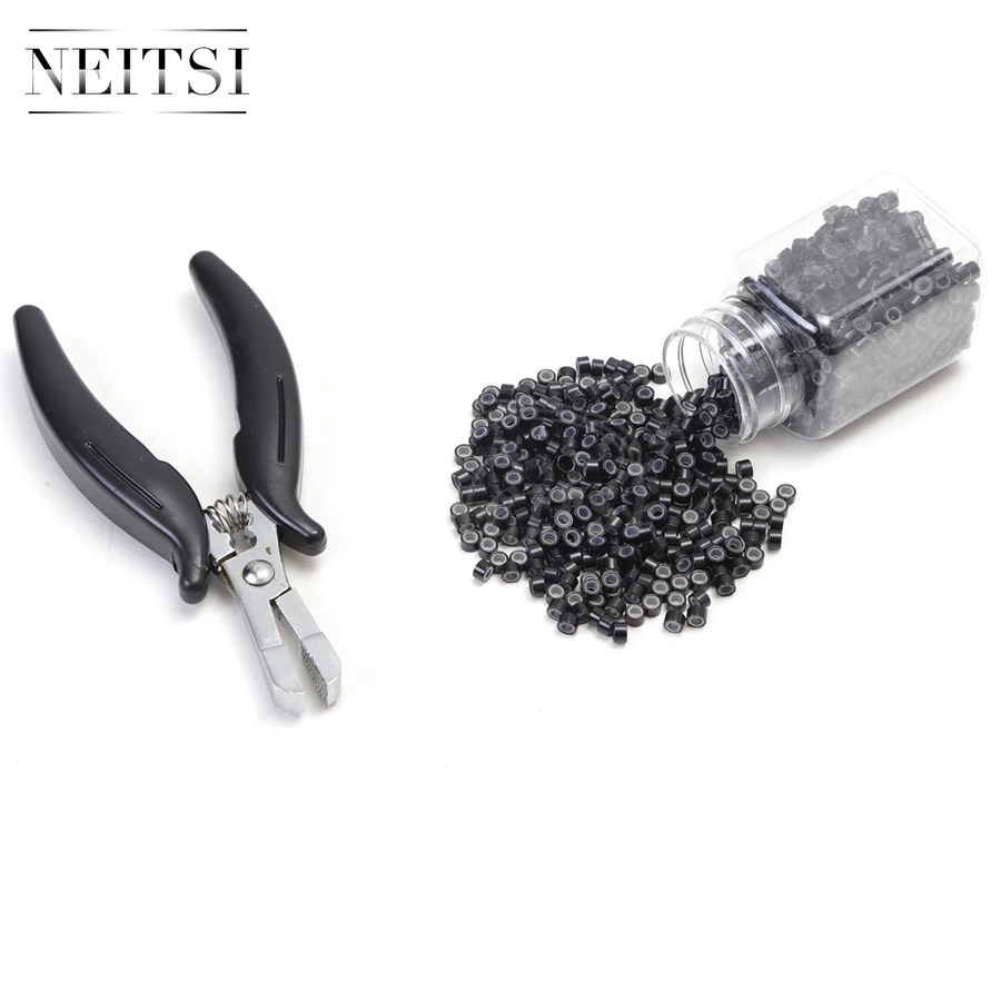 

Neitsi Linesman Pliers and 500 Beads Silicone Micro Rings For Hair Extensions