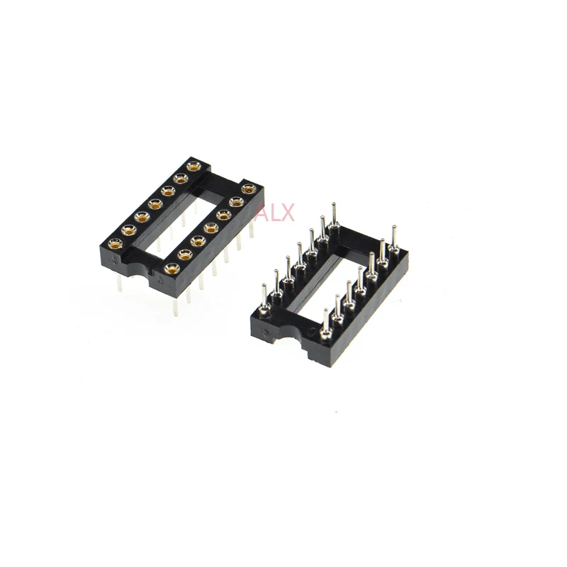 10PCS DIP14 IC ROUND HOLE SOCKET 14p DIP CHIP TEST HOLDER Adaptor 14 PIN dip-14 DIP 14PIN 2.54MM PITCH CONNECTOR