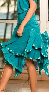 Exotic dance dance Latin dance double irregular with satin lotus laminated skirt skirt S10046 Latin