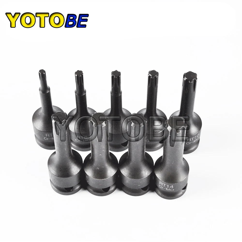 9pcs 1/2DR Impact Ribe Bit Socket M5 M6 M7 M8 M10 M11 M12 M13 M14 78MM Length