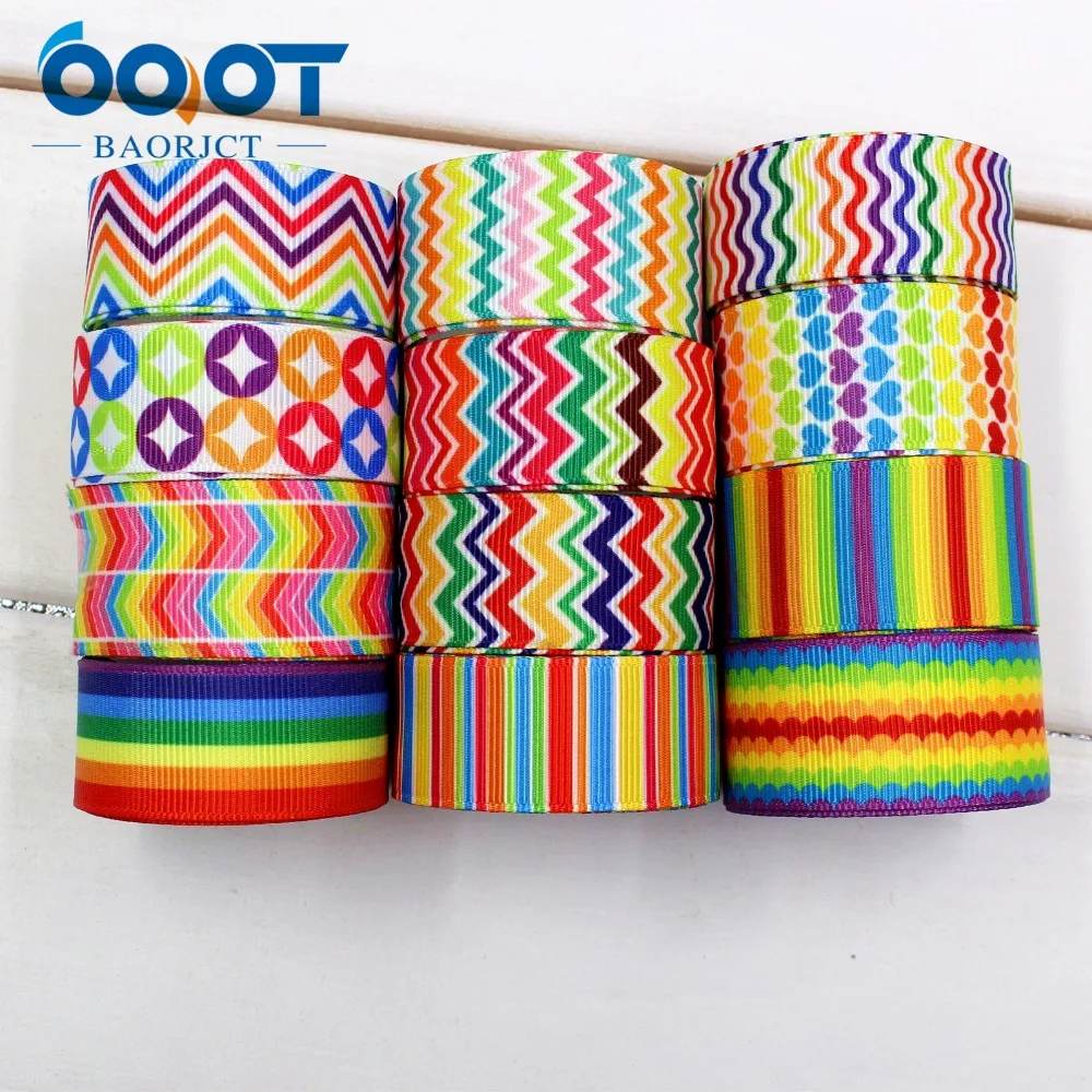 OOOT BAORJCT 174157,25mm geometry Printed grosgrain ribbon,DIY handmade,Wedding decoration materials, Valentine's Day essential