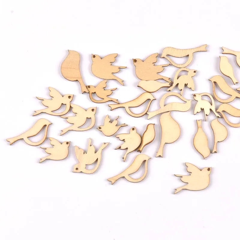 50Pcs/set Wood Handicraft mixed Bird DIY Wooden Crafts Scrapbookings Accessories Embellishment Home decorations 10-20mm MT1926