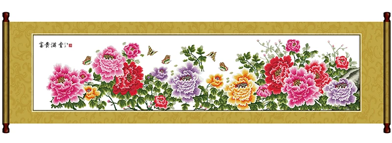 Nine-foot peony(1) cross stitch kit big painting Chinese flower count 18 14ct 11ct print embroidery set DIY handmade needlework